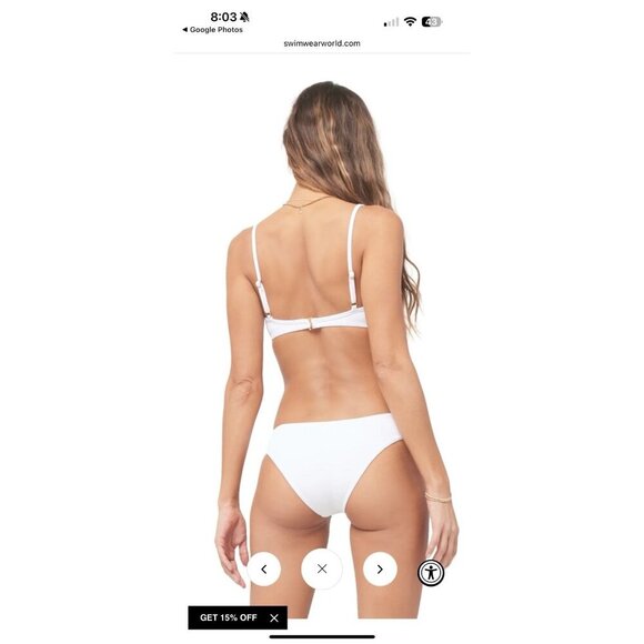 L Space Bikini Top Ribbed Women's White Wired Front Helena Size XS Pool Vacay - Picture 5 of 11